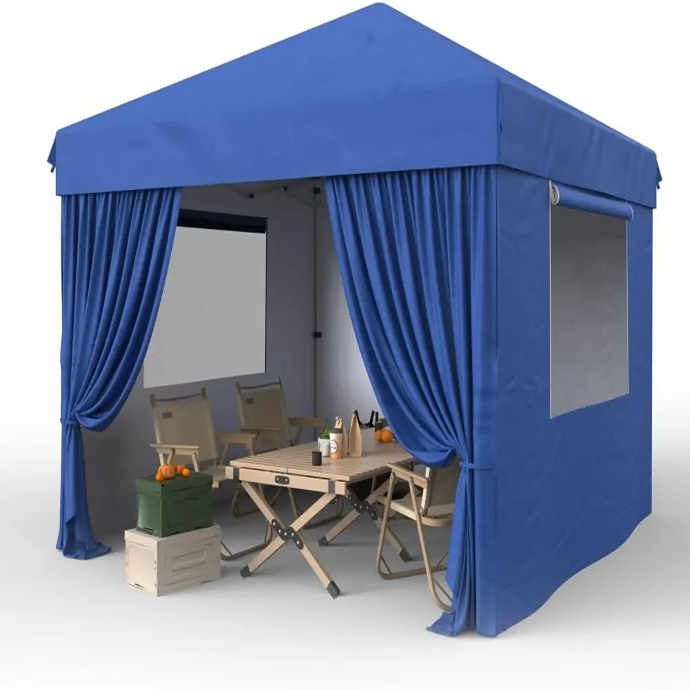 【Christmas Gift】10x10 Adjustable Folding Portable Pop-Up Awning with 4 Sidewalls, Ground Stakes, Ropes, Sandbags, Outdoor Shade Shelter for Fishing, Sports, Folding Canopy, Portable Awnings