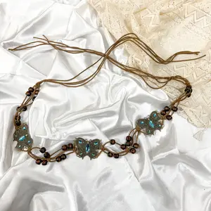 Butterfly Boho Beaded Belt - Wicca Whimsical Waist, Y2K Hippie Boho Belt, Costume Jewelry, Vintage Witch Belt