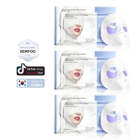 Korean Brand VEIRFOO Collagen Anti-Wrinkle Firming Mask-5Sheets/box *3 Boxes, for Fine Line Reduction Hydrating  Repairing