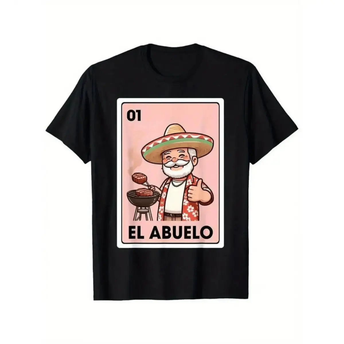Women's El Abuelo Graphic T-Shirt, Vintage Mexican Bingo Style, Casual Relaxed Fit Cotton Spandex Crewneck with Seamless Shoulders, Jeans, Love, Smooth