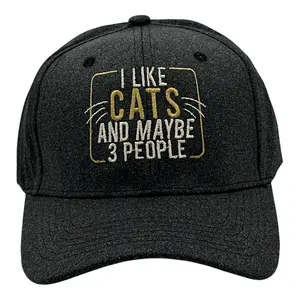 I Like Cats and Maybe 3 People Hat Funny Sarcastic Kitten Graphic Novelty Cap Funny Hats Cat  Funny Introvert  Novelty Caps for Men Black - Standard