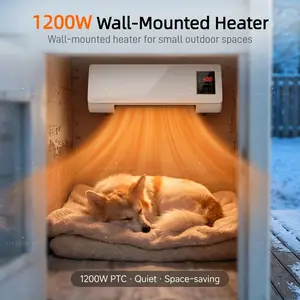 TazTir Energy Efficient Wall Mounted Heater For Pet House - Must-Have! All-Season Hot & Cold Modes, PTC Fast Heat, Remote/Touch Dual Control, Tool-Free Install for Bathroom Bedroom Garage Pet House