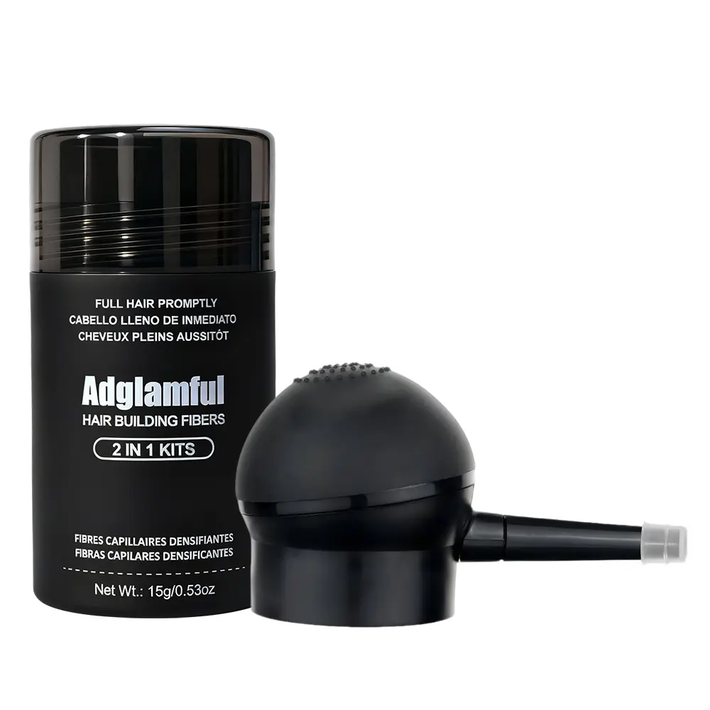Adglamful Men's Hair Construction Fiber Powder Set - Instantly Thickens and Adds Volume | Spray Head Design | Suitable for All Sparse Hair Types | Men's Full-Body Styling Powder