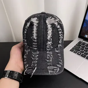 CoolCatHats Vintage Distressed Denim Baseball Cap Y2K Streetwear Unisex Hat