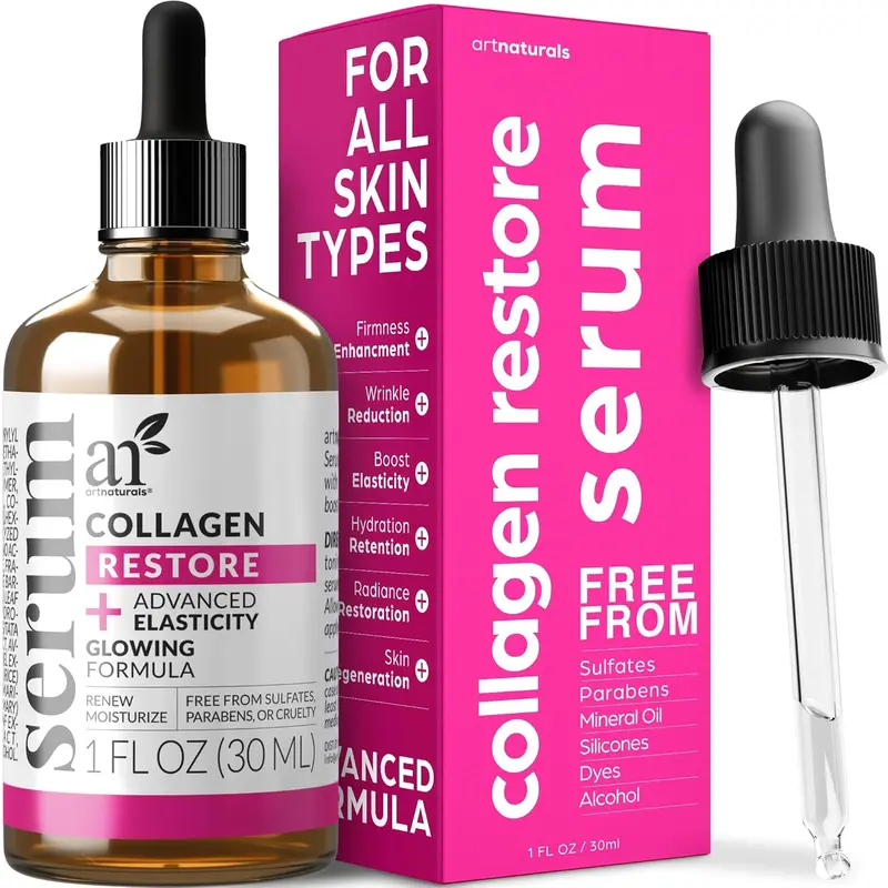 ArtNaturals Collagen Booster Serum for Face - 1 oz - Boosts Collagen - Hyaluronic Acid & Vitamin E - For All Skin Types - US Made