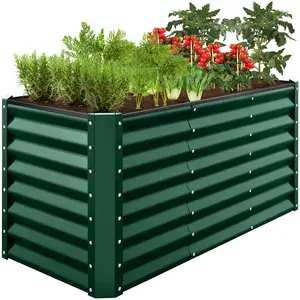 Best Choice Products 4x2x2ft Outdoor Metal Raised Garden Bed, Planter Box for Vegetables, Flowers, Herbs