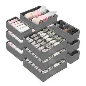 12-Pack Underwear Drawer Organizers, 116-Cell Dresser Drawer Divider Bins for Baby Clothes, Underwear, Bra & Sock, Foldable Fabric Closet Organizer for Bedroom, Nursery, Grey