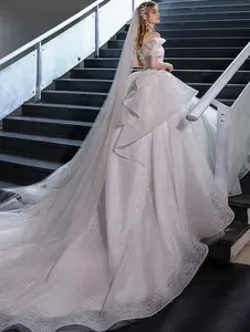 BRAND NEW : One shoulder wedding dress 2024 bridal new French pregnant woman high waist heavy industry luxury main yarn long trailing sense of luxury Elegant Fit Womenswear Adjustable Butterfly Elegance Hip Slim Style Underwear Elegant Fit