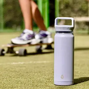 TAL Stainless Steel Everett Water Bottle with Tritan Spout 50oz Gray Blue Drinkware Tumbler