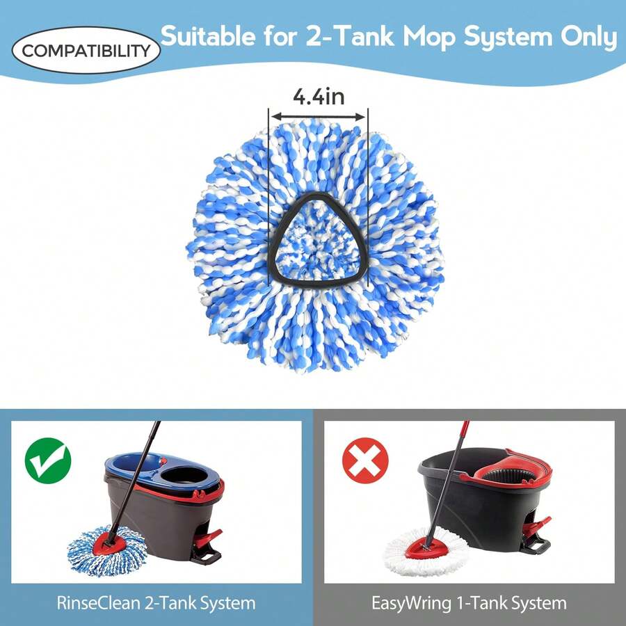 [3/5-piece set] Mop replacement head (only applicable to dual-tank system), rotating mop replacement head, easy to clean, microfiber replacement head, machine washable