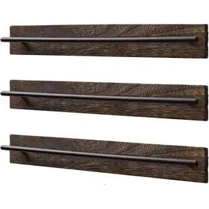 3 count Rustic Wall Mounted  Sunglasses Storage Organizer Eyeglasses Holder Eyewear Display Rack for Office Desk  Decor Gifts (Dark Brown)