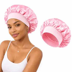 Silk Satin Bonnet for Curly Hair Soft Elastic Night Sleep Cap for Frizz Control & Hair Protection