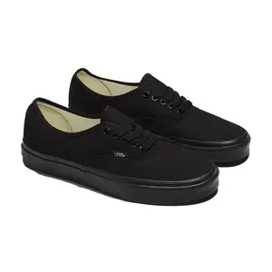 Vans Authentic All-Black Sneakers - Heritage Low-Top Lace-Up Shoes with Sturdy Canvas Uppers & Signature Rubber Waffle Outsoles