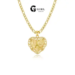 GGIRL Charming Cute Retro 18K Gold Plated Initial Letter Heart Pendant Necklace for Women&Men,Stylish Alhpbets A-Z Capital Monogram Necklace With Figaro Chain,Versatile Dainty Jewelry, Ideal Gift On Valentain's/Christmas Day For Her