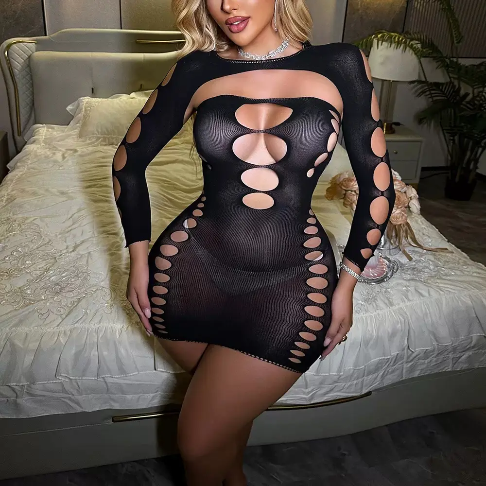 Black Cutout Mesh Lingerie Dress Long Sleeve Sheer Bodycon Figure-Flattering Design for Valentine's Day - TikTok Shop Black Cutout Mesh Lingerie Dress Long Sleeve Sheer Bodycon Figure-Flattering Design for Valentine's Day - TikTok Shop