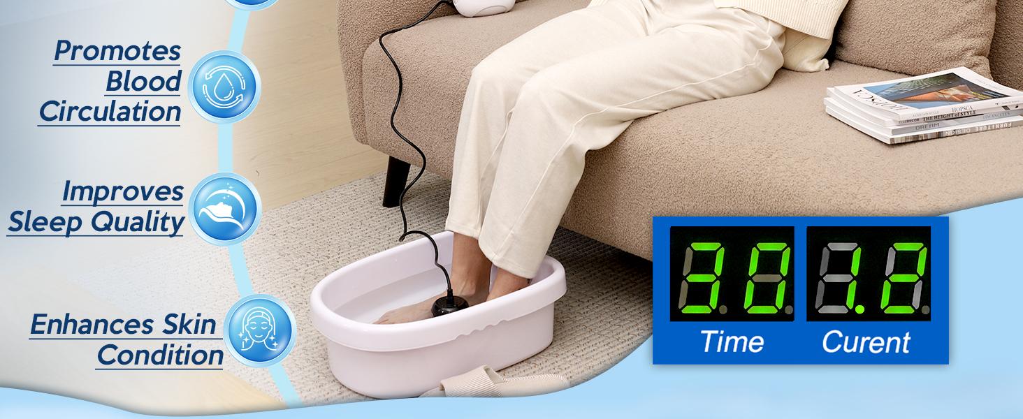 2026 Latest Hot Ionic Foot Detox Machine, Must-Have Gift, Upgrade Foot Spa with Touch ON/OFF, LCD Display & Timer, Complete Kit with 2 Arrays, 100 Liners & Blue Bag, shiatsu foot