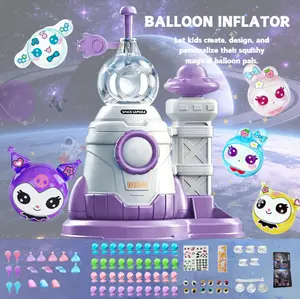DIY Space Magic Balloon Animal Craft Kit Toys,Funny Sticky Balloons Inflator Toy with Pump, Sticker Decorated Magic Balloon Kit for Kids Ages 3-8, STEM Great Birthday Gift for Boys and Girls