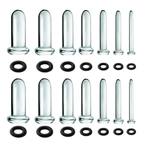 Glass Ear Gauges Stretching Kit 7pairs/14pcs Comfy Pain-free Expander Full Size Tunnels Plugs Transparent Pierced Lobe Kits