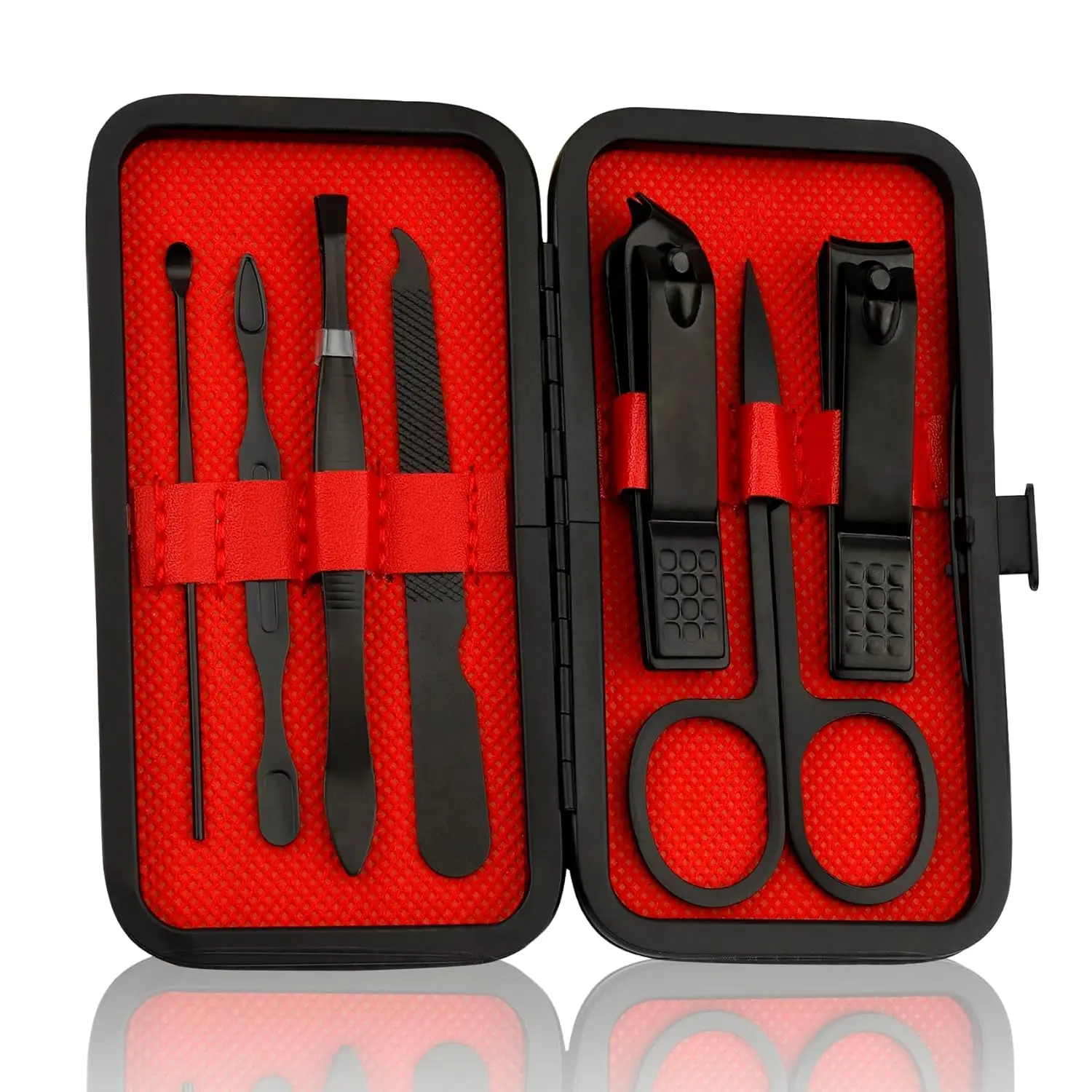 Christmas Stocking Stuffers for Kids Men Manicure Kit Nail Clippers Pedicure Tools Kit Travel Nail File Toe Set Finger Grooming Kits Gifts Ideas Stocking Stuffers Kids Boys Girls Friends(Black)