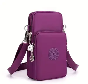 New lightweight mobile phone bag, women's crossbody mini bag, nylon cloth vertical design, zero wallet, versatile small shoulder bag