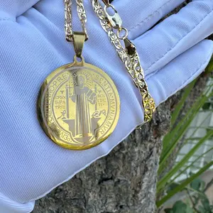 St Benedict Double-sided Circle Necklace jewelry