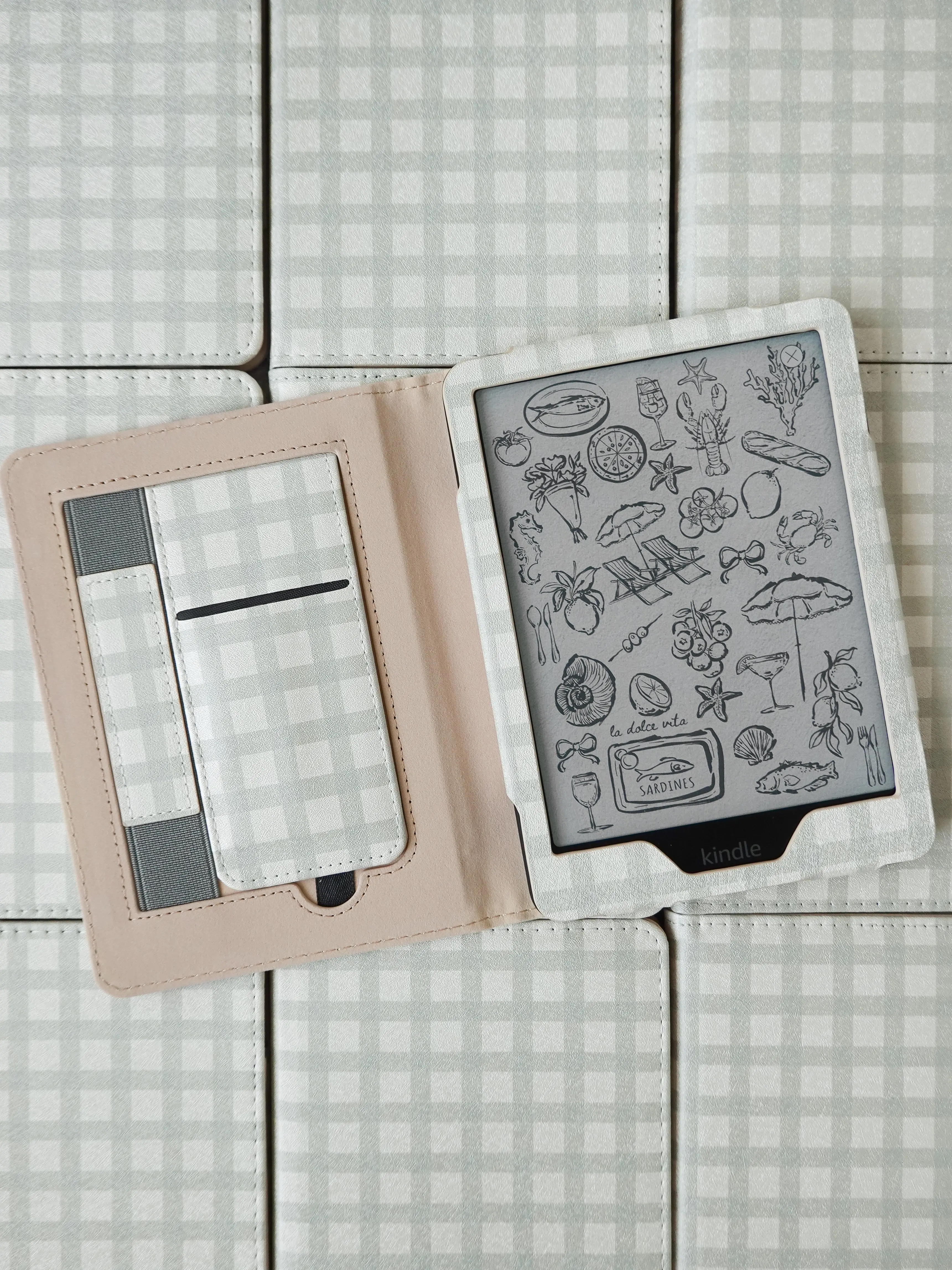 Green Gingham Checkered Kindle Case Green Gingham Checkered Kindle Case