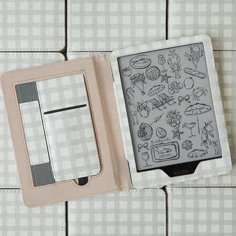 Green Gingham Checkered Kindle Case