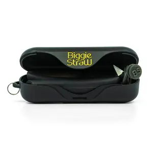 BiggieStraw Extra Wide Collapsible, Reusable Straw | Smoothies, Milkshakes, Boba, Bubble Tea | BPA Free Silicone | Eco-Friendly | Pirate's Booty Black