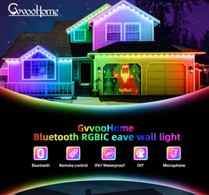 Holiday decorative lights Household decorative lights GvvooHomeBluetooth RGBIC eave wall light P67 Waterproof, for Christmas, Daily & Holiday, House Roof Lighting