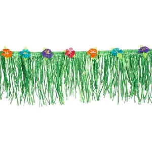 24 Ft. Hibiscus Flower Green Plastic Fringe Party Decoration