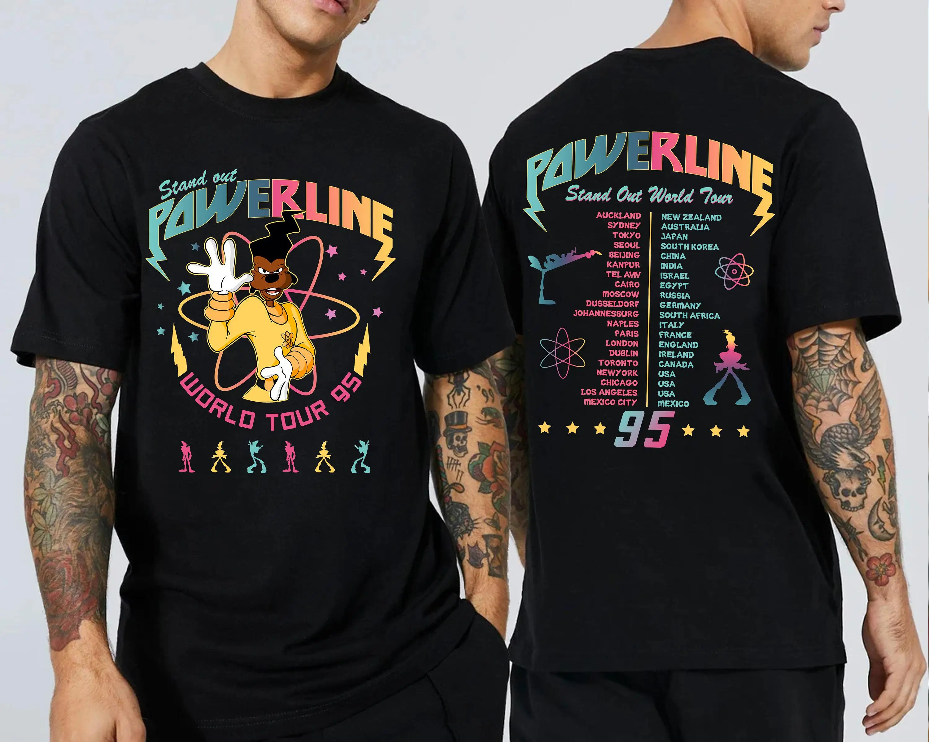 Powerline Retro Stand Out World Tour 95 Shirt Vintage A Movie Shirt WDW Matching Family Shirts Magic Kingdom Top Grey 100% Cotton Soft Casual Ribbed