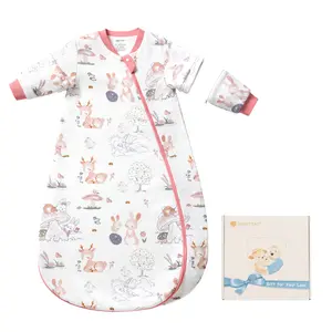 Baby Sleep Sack 18-24 Months, Cotton Long Sleeve Sleep Sack 2t, 1.0 Tog Lightweight Transitional Swaddle with Temperature Strips, 2-Way Zipper Wearable Blankets for Toddler