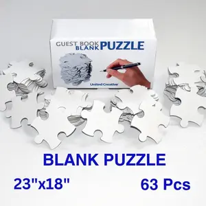 Guest Book Blank Puzzle 23x18 inches, 63 Pieces, Ideal for DIY Painting, Art and Craft Projects, Wedding Birthday Party Events, Guest Book Alternative