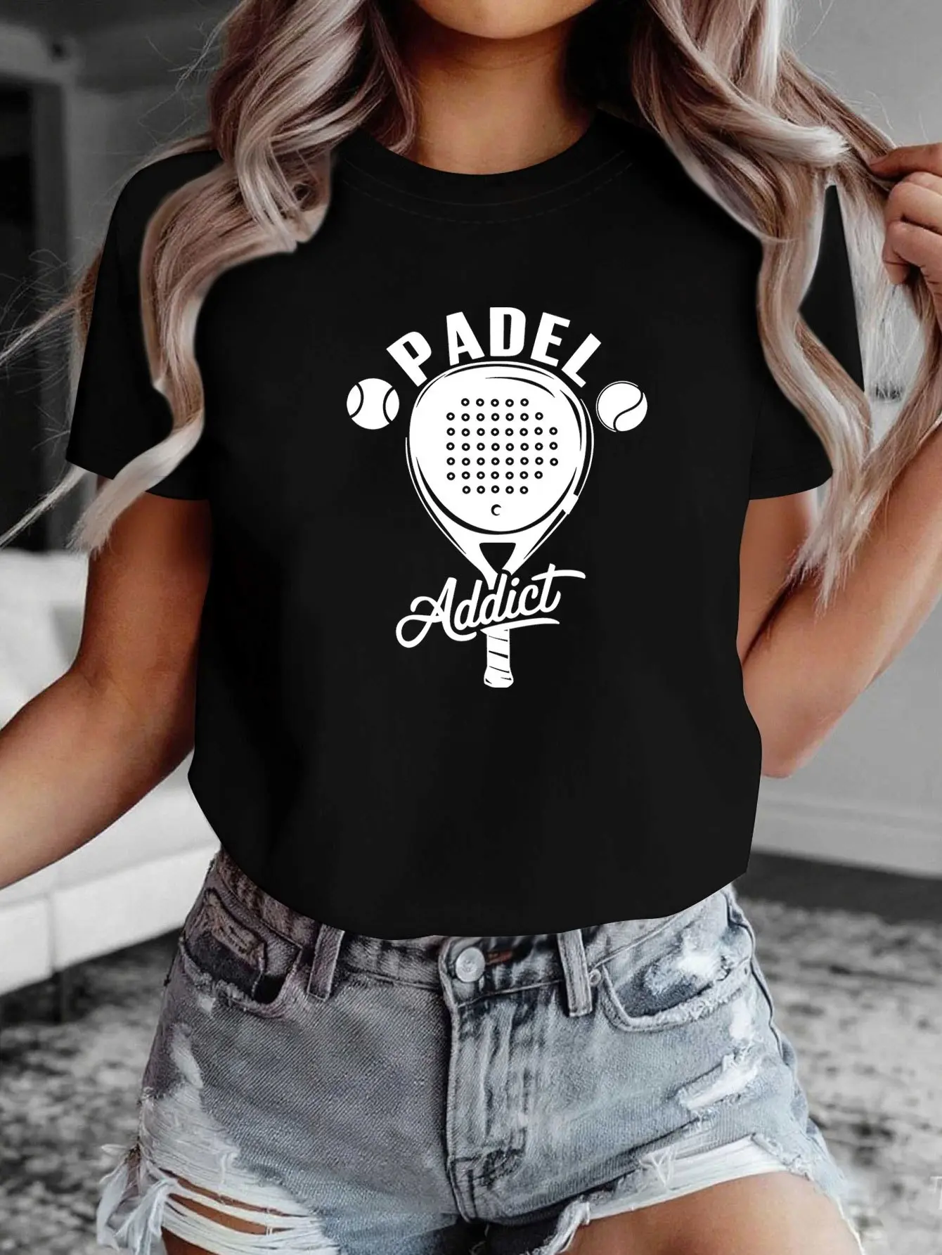 Women's Padel Addict T-Shirt - Padel Lover Graphic unisex soft cotton short sleeve t shirt, vintage graphic casual tee for men women teens, perfect birthday holiday gift for camping travel gym daily street casual wear
