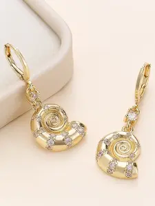 New Copper Zircon Earrings, Snail Shell Ocean Style Fringe Earrings, Unique Fashion Women's Jewelry, Trendy Ear Accessories