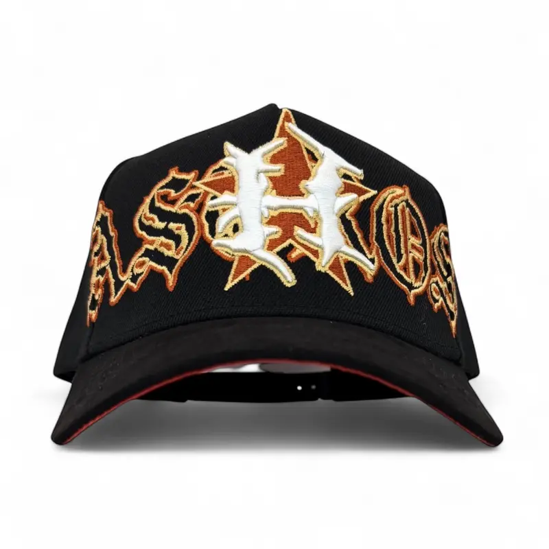 REMASTERED SPOOKY H OLD ENGLISH HAT w/SEUDE BRIM SATIN LINING SNAPBACK