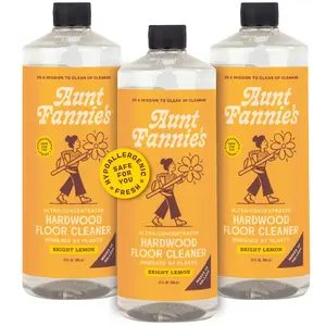 Aunt Fannie's Ultra Concentrated Plant BasedHardwood Floor Cleaner for Mopping, Bright Lemon Scent, 32 oz. (Pack of 3)