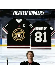 Hot competition 2026 cosplay hockey jersey short sleeved T-shirt 81&24 men's and women's fashion T-shirt