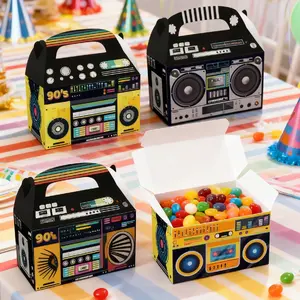 12pcs Radio Shape Gift Boxes with Handles, 50s-90s Theme Party Supplies, Candy Popcorn Packaging, Chocolate Box, Birthday Decorations