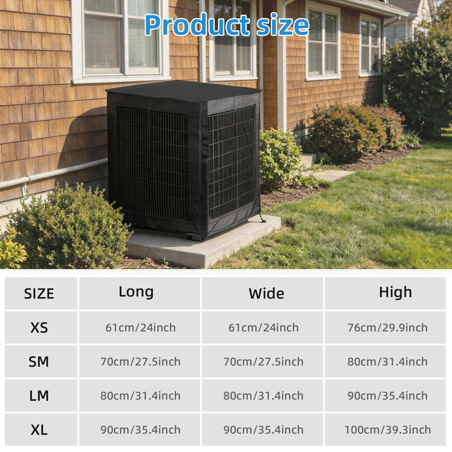 Air Conditioner Covers for Outside, Full Mesh With Detachable Waterproof Top, Breathable & All Seasons, Central AC Unit Protector Against Leaves, Weeds, Cottonwood and Debris(4 Sizes)