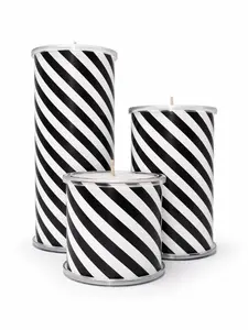 Black & White Diagonal Wrap Set for Your  Wrap A Candle Bases | Modern Graphic Stripe Design | Reusable Candle Wraps
