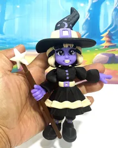 Girl Wizard, Articulating 3D Printed Girl Wizard with Wand, 6" Unique 3D Printed Collectibles, Poseable Desk Decor, Stress Relief Toy Figurine Halloween