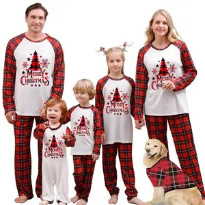 Christmas Family Matching Outfits Mom Dad Kids 2 Pieces Pajamas Set Baby Rompers Casual Loose Sleepwear Xmas Family Look Pyjamas