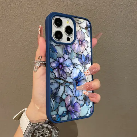 Stained Enamel Floral Adorable Magnetic Case for iPhone11/12/13/14/15/16/17/promax MagSafe Compatible, Lightweight, Anti-Fall | Girly & Chic Style