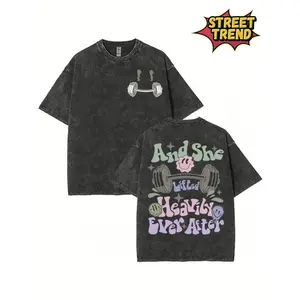 Funny Muscle Mom Era T-Shirt - Retro Distressed Weightlifting & Fitness Design, Unisex Oversized Loose Fit Round Neck Short Sleeve Top for Gym & Casual Wear - Funny Gym Shirt for &