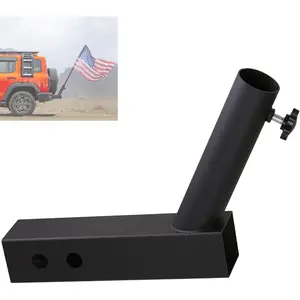 Universal Trailer Hitch Flag Pole Holder, Angled Mount for 2-Inch Hitch Receivers, Compatible with Trucks, SUVs, RVs, and Trailers – Black