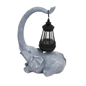 A Solar Outdoor Garden Decoration Elephant Statue Light, Lucky Elephant Unique Mom Birthday Gift, Home Gift and Garden Decoration, Cute Bird Garden Sculpture Decoration