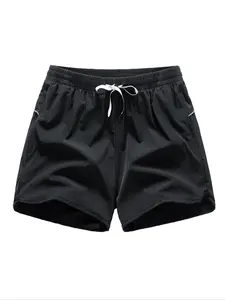 Men's Letter Print Pocket Shorts, Regular Fit Casual Quick Drying Drawstring Waist Shorts for Summer, Men's Bottoms for Daily Wear, Everyday Shorts