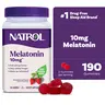 Natrol Melatonin Chewable Gummies - 10 mg Drug-Free Natural Sleep Support Supplement for Adults, 190 ct Strawberry-Flavored Dietary Gummies with 2% or Less of Citric Acid