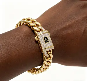 14K Gold Plated Luxury Bracelet Waterproof Fade-Resistant Non-Allergenic 6mm 8mm 10mm 12mm 14mm Sizes for Casual Business Leisure
